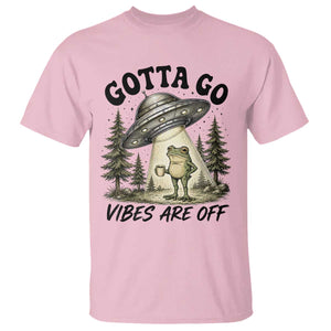 Funny Frog Alien Abduction T Shirt Gotta Go Vibes Are Off UFO Forest