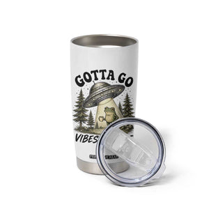 Funny Frog Alien Abduction Tumbler Cup Gotta Go Vibes Are Off UFO Forest