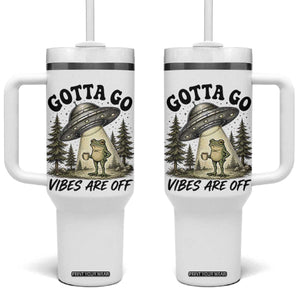 Funny Frog Alien Abduction Tumbler With Handle Gotta Go Vibes Are Off UFO Forest