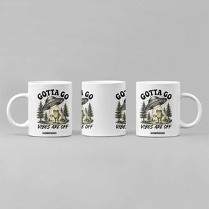 Funny Frog Alien Abduction Coffee Mug Gotta Go Vibes Are Off UFO Forest
