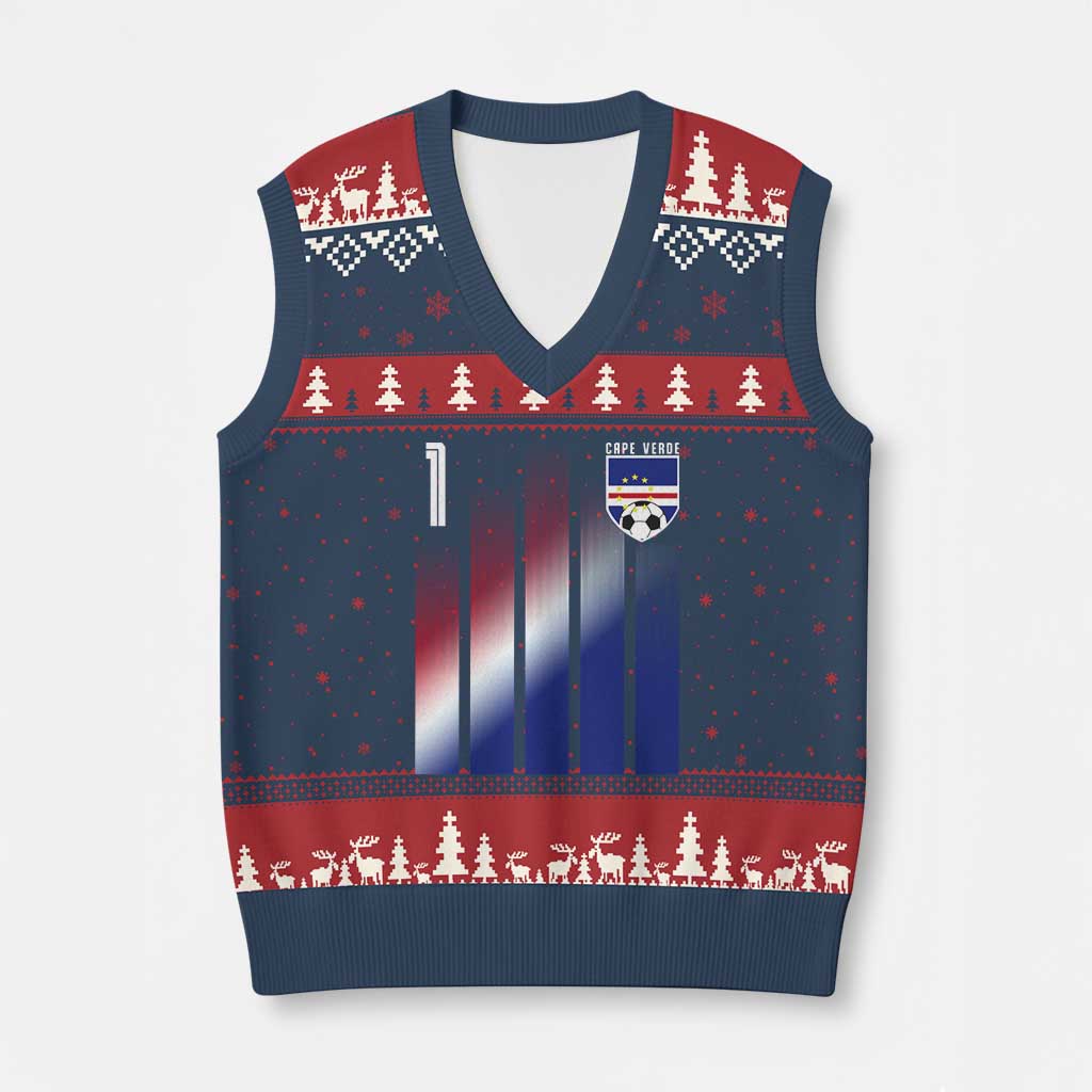Cape Verde Flag Retro Sports Cabo Verdean Roots V-Neck Knit Sweater Vest TS11 Navy Red Print Your Wear