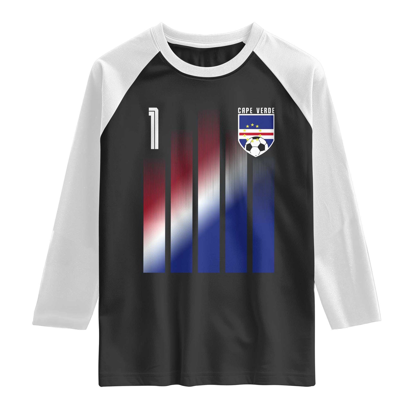 Cape Verde Flag Retro Sports Cabo Verdean Roots Raglan Shirt TS11 Black White Print Your Wear