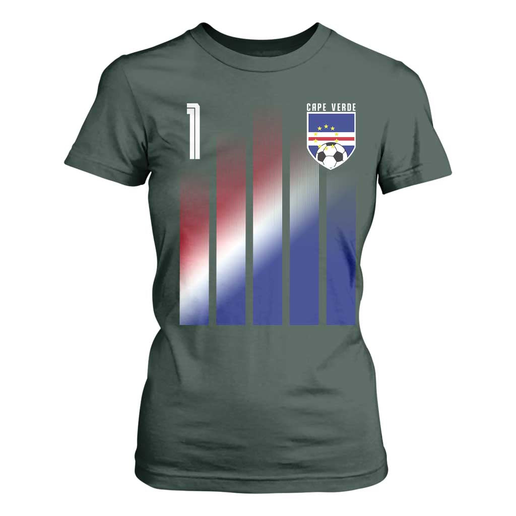 Cape Verde Flag Retro Sports Cabo Verdean Roots T Shirt For Women