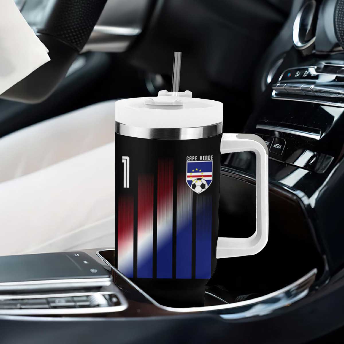 Cape Verde Flag Retro Sports Cabo Verdean Roots Tumbler With Handle