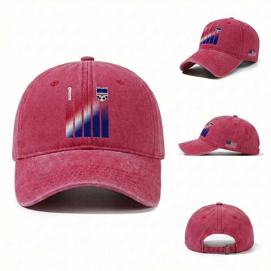Cape Verde Flag Retro Sports Cabo Verdean Roots Washed Cotton Baseball Cap