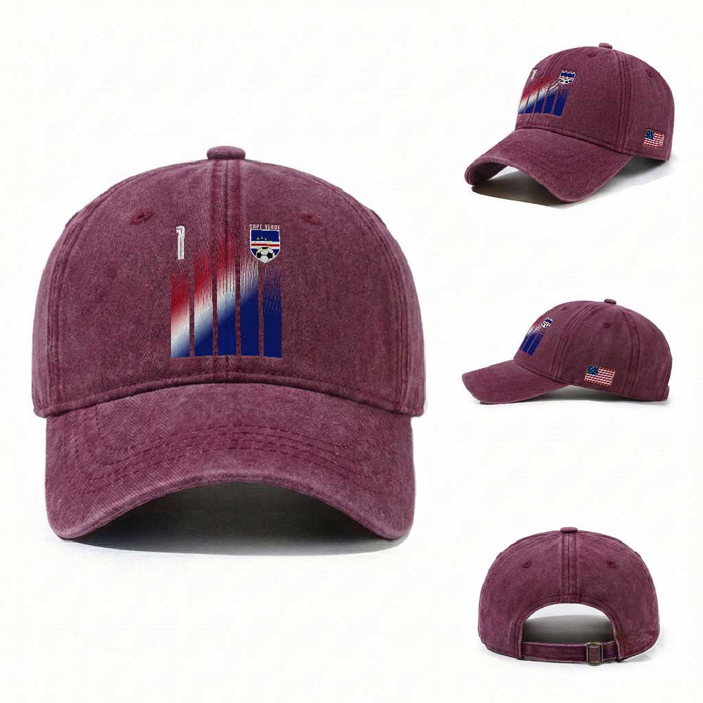 Cape Verde Flag Retro Sports Cabo Verdean Roots Washed Cotton Baseball Cap
