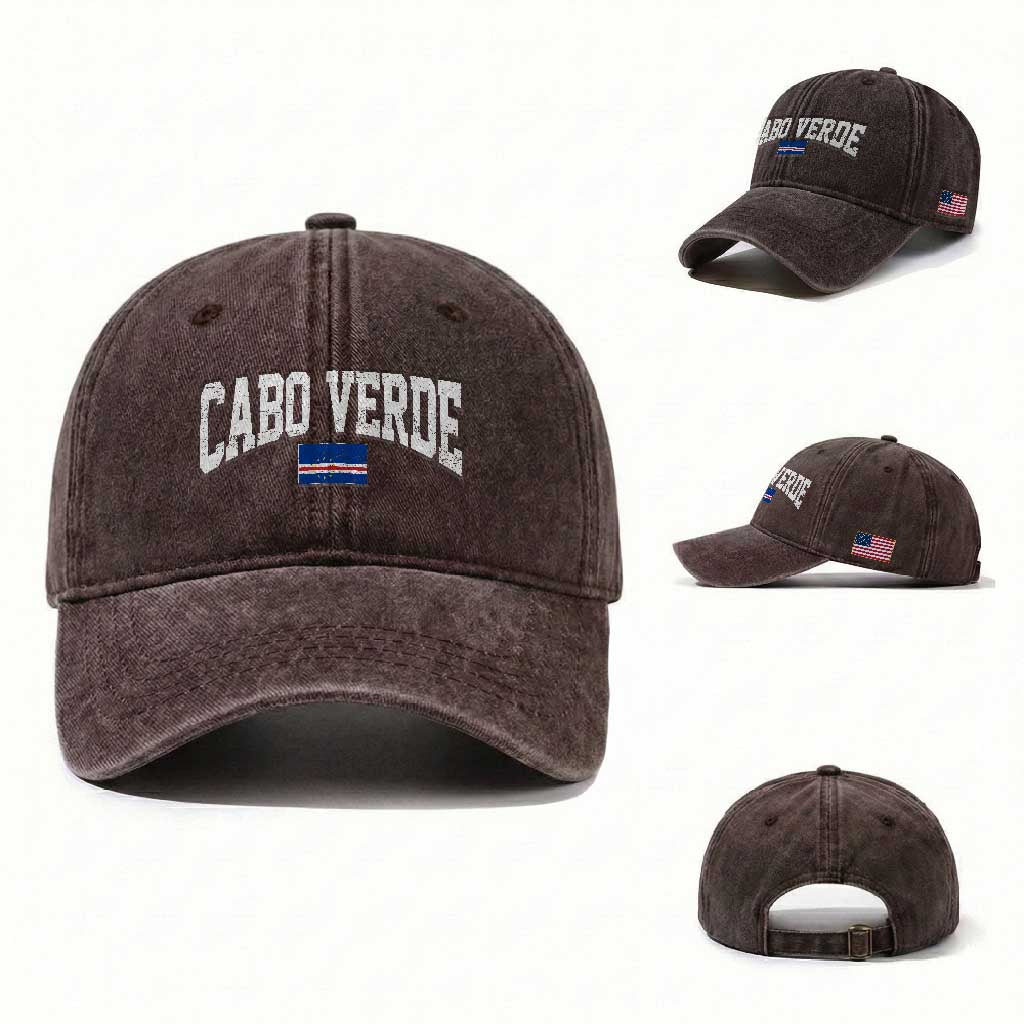 Cabo Verde Sports Throwback Washed Cotton Baseball Cap Cape Verdean Pride Lovers