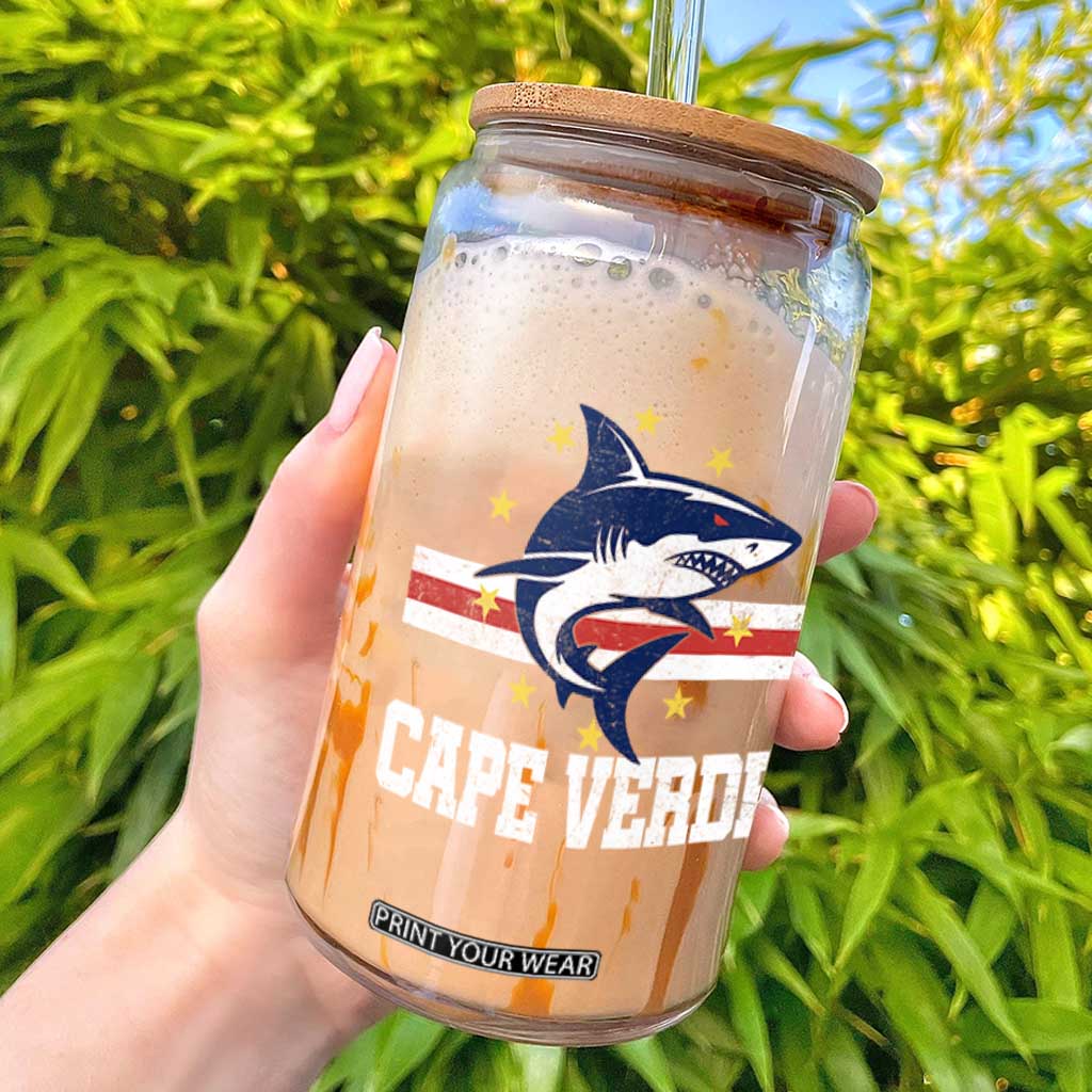 Vintage Cape Verde Shark Cabo Verdean Roots Glass Can