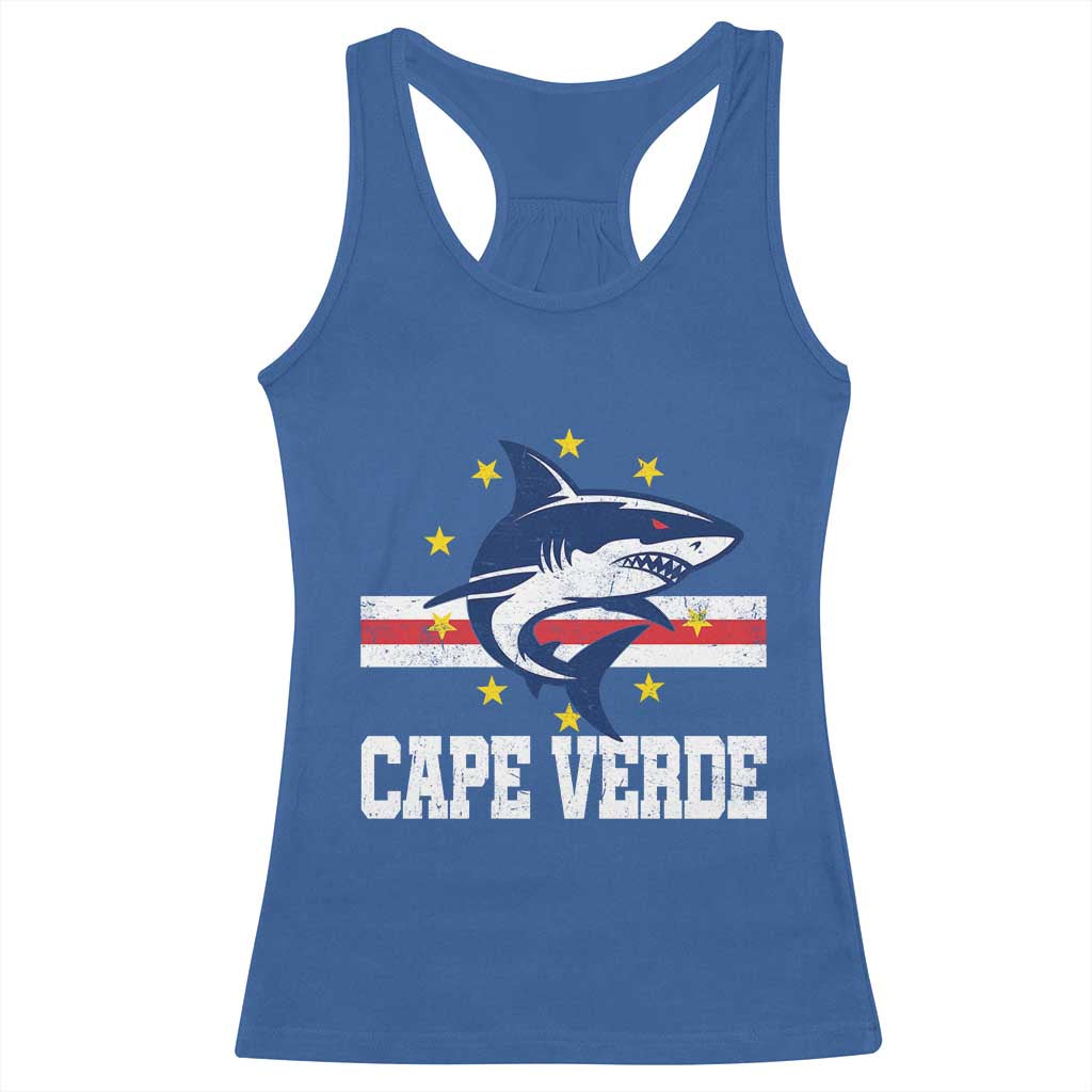Vintage Cape Verde Shark Cabo Verdean Roots Racerback Tank Top TS11 Royal Blue Print Your Wear
