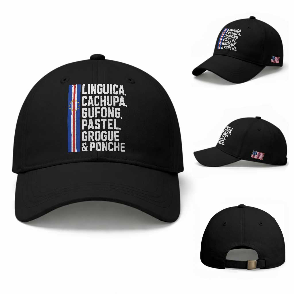 Cape Verde Cuisine Baseball Cap Linguica Cachupa Gufong Cabo Verde Heritage