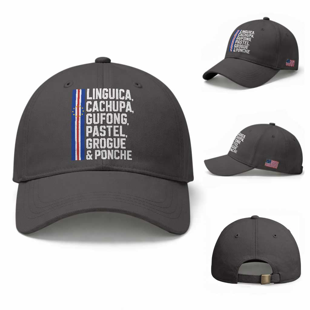 Cape Verde Cuisine Baseball Cap Linguica Cachupa Gufong Cabo Verde Heritage