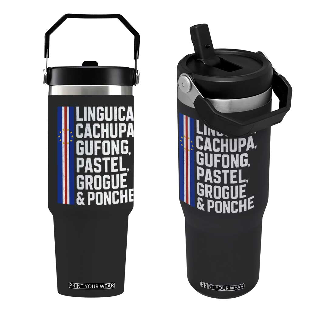 Cape Verde Cuisine Flip Straw Tumbler Linguica Cachupa Gufong Cabo Verde Heritage