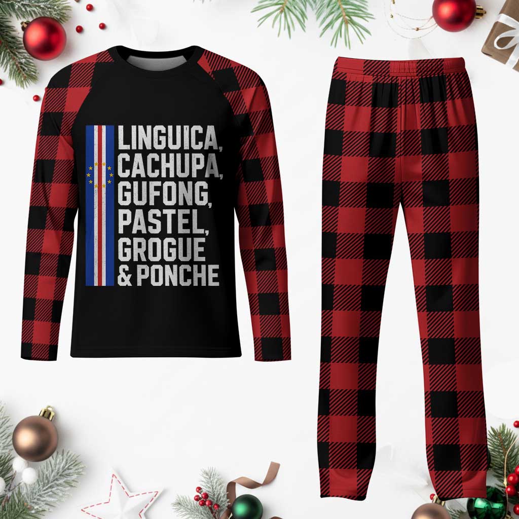 Cape Verde Cuisine Plaid Pajama Set Linguica Cachupa Gufong Cabo Verde Heritage