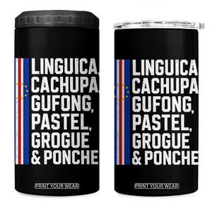 Cape Verde Cuisine 4 in 1 Can Cooler Tumbler Linguica Cachupa Gufong Cabo Verde Heritage