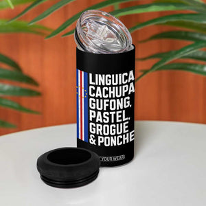 Cape Verde Cuisine 4 in 1 Can Cooler Tumbler Linguica Cachupa Gufong Cabo Verde Heritage