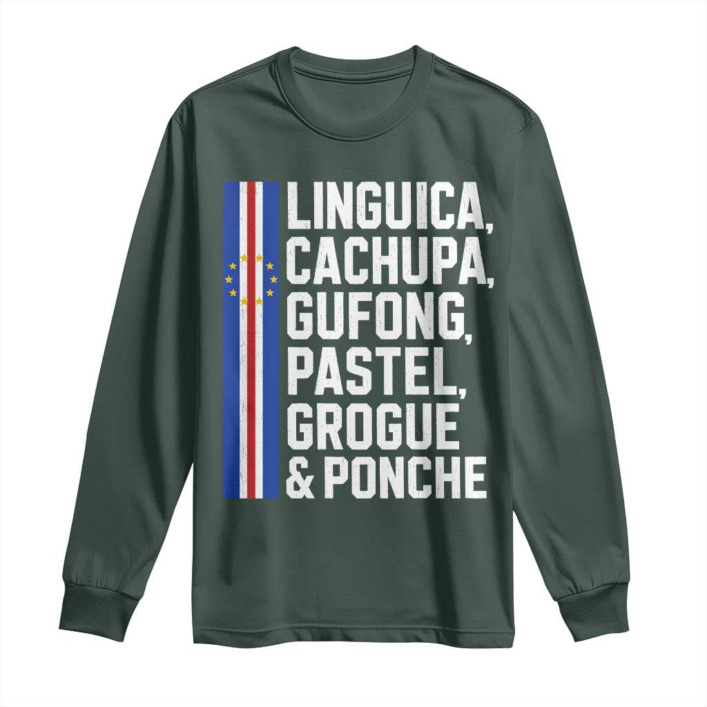 Cape Verde Cuisine Long Sleeve Shirt Linguica Cachupa Gufong Cabo Verde Heritage
