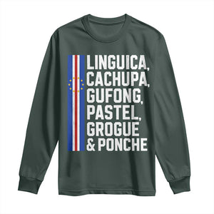 Cape Verde Cuisine Long Sleeve Shirt Linguica Cachupa Gufong Cabo Verde Heritage