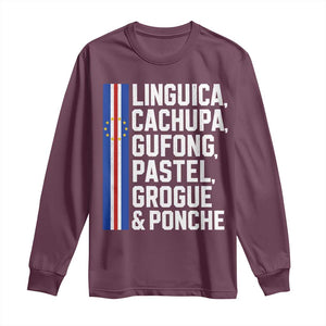 Cape Verde Cuisine Long Sleeve Shirt Linguica Cachupa Gufong Cabo Verde Heritage