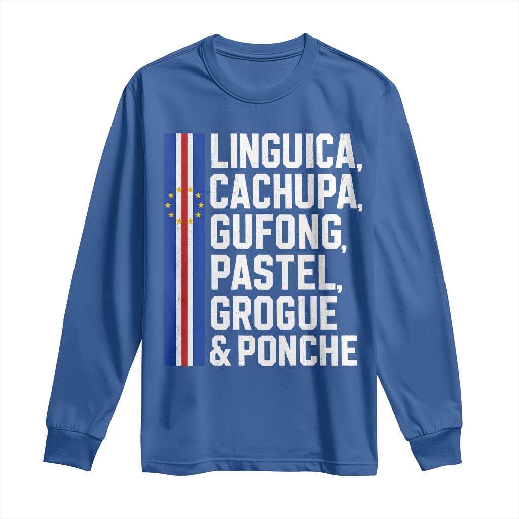 Cape Verde Cuisine Long Sleeve Shirt Linguica Cachupa Gufong Cabo Verde Heritage