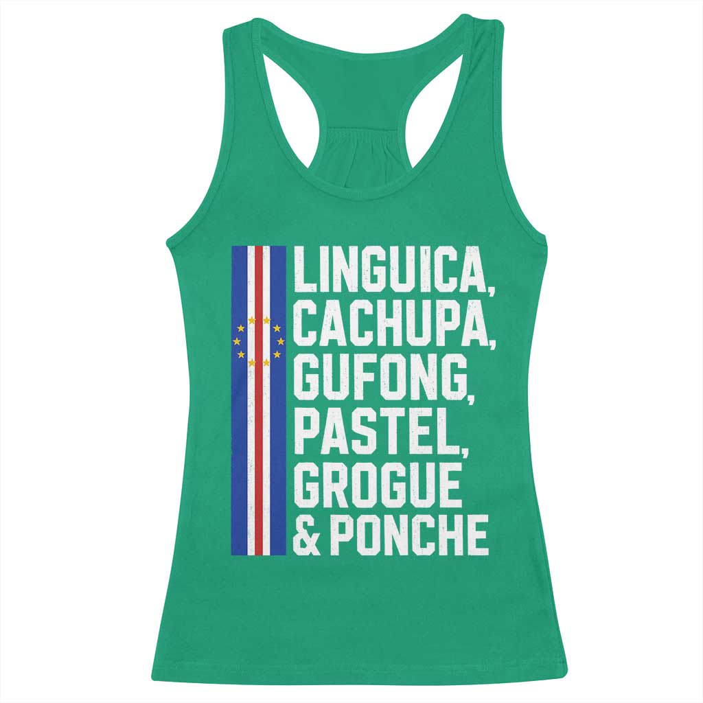 Cape Verde Cuisine Racerback Tank Top Linguica Cachupa Gufong Cabo Verde Heritage