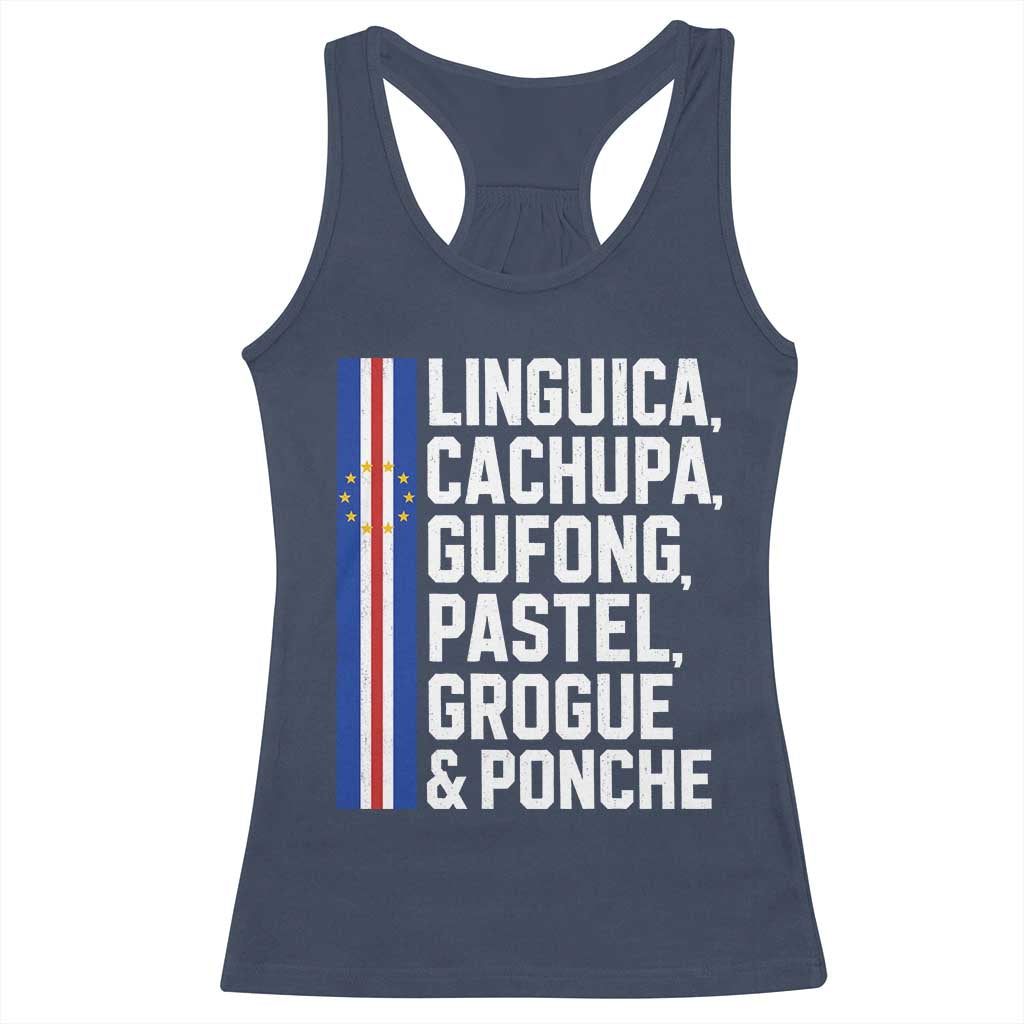 Cape Verde Cuisine Racerback Tank Top Linguica Cachupa Gufong Cabo Verde Heritage