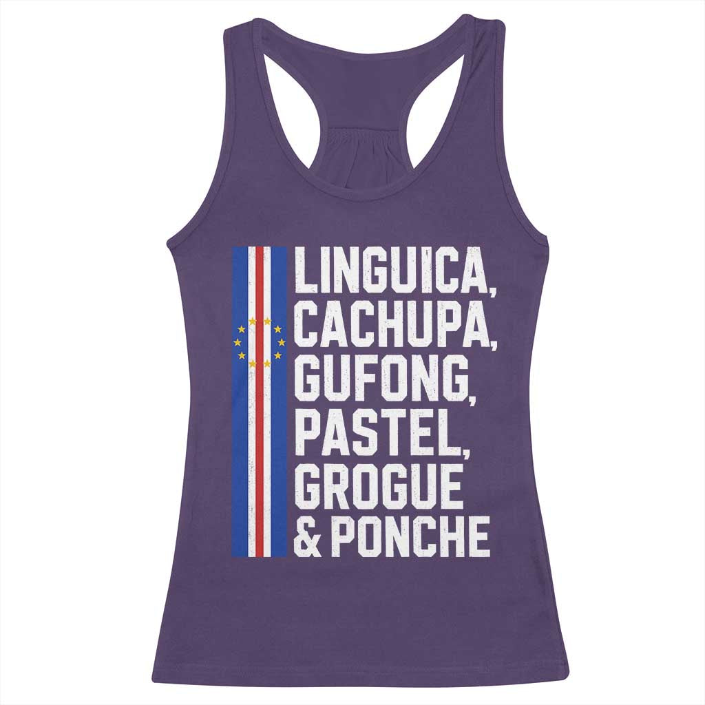 Cape Verde Cuisine Racerback Tank Top Linguica Cachupa Gufong Cabo Verde Heritage