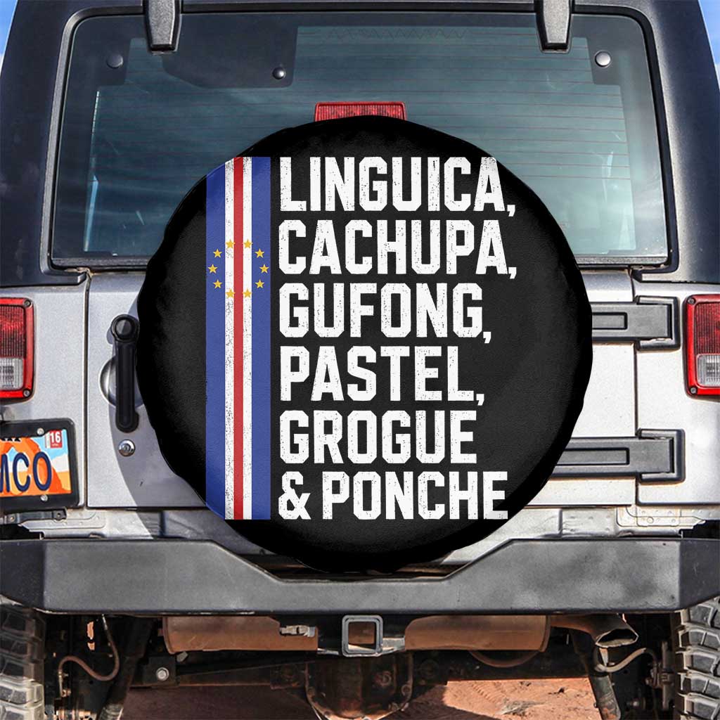 Cape Verde Cuisine Spare Tire Cover Linguica Cachupa Gufong Cabo Verde Heritage TS11 No hole Black Print Your Wear