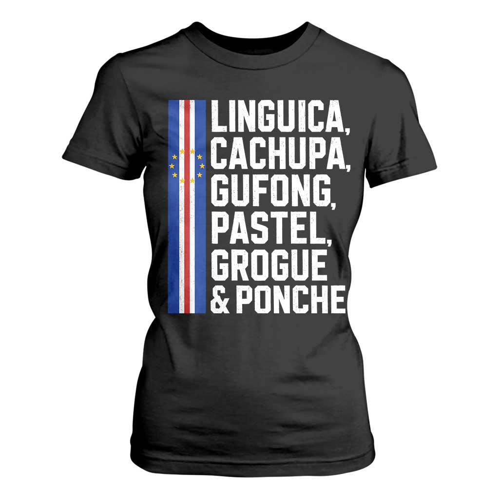 Cape Verde Cuisine T Shirt For Women Linguica Cachupa Gufong Cabo Verde Heritage
