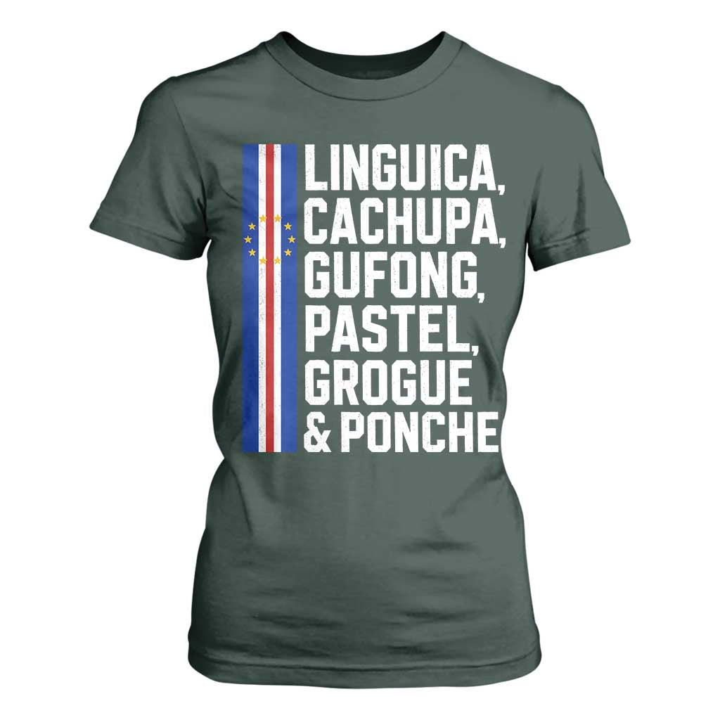 Cape Verde Cuisine T Shirt For Women Linguica Cachupa Gufong Cabo Verde Heritage