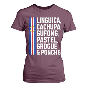 Cape Verde Cuisine T Shirt For Women Linguica Cachupa Gufong Cabo Verde Heritage
