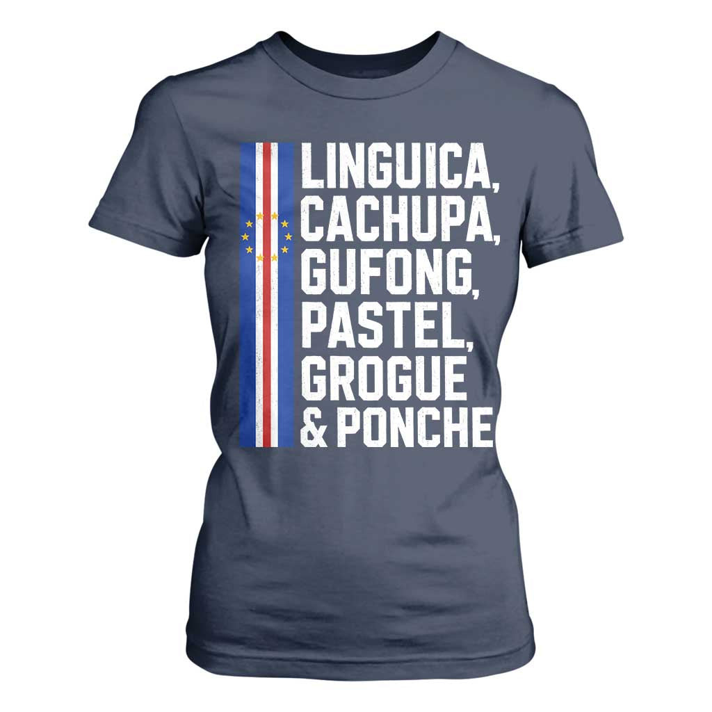 Cape Verde Cuisine T Shirt For Women Linguica Cachupa Gufong Cabo Verde Heritage