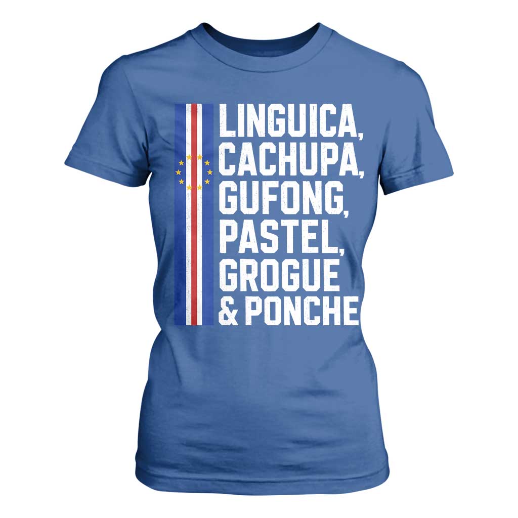 Cape Verde Cuisine T Shirt For Women Linguica Cachupa Gufong Cabo Verde Heritage