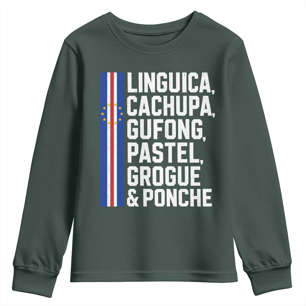 Cape Verde Cuisine Youth Sweatshirt Linguica Cachupa Gufong Cabo Verde Heritage
