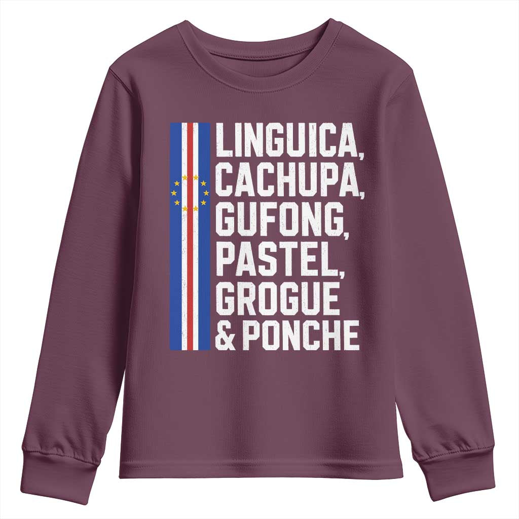 Cape Verde Cuisine Youth Sweatshirt Linguica Cachupa Gufong Cabo Verde Heritage
