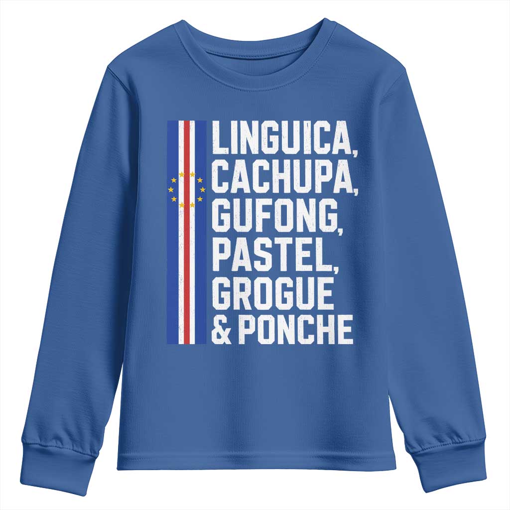 Cape Verde Cuisine Youth Sweatshirt Linguica Cachupa Gufong Cabo Verde Heritage TS11 Royal Blue Print Your Wear
