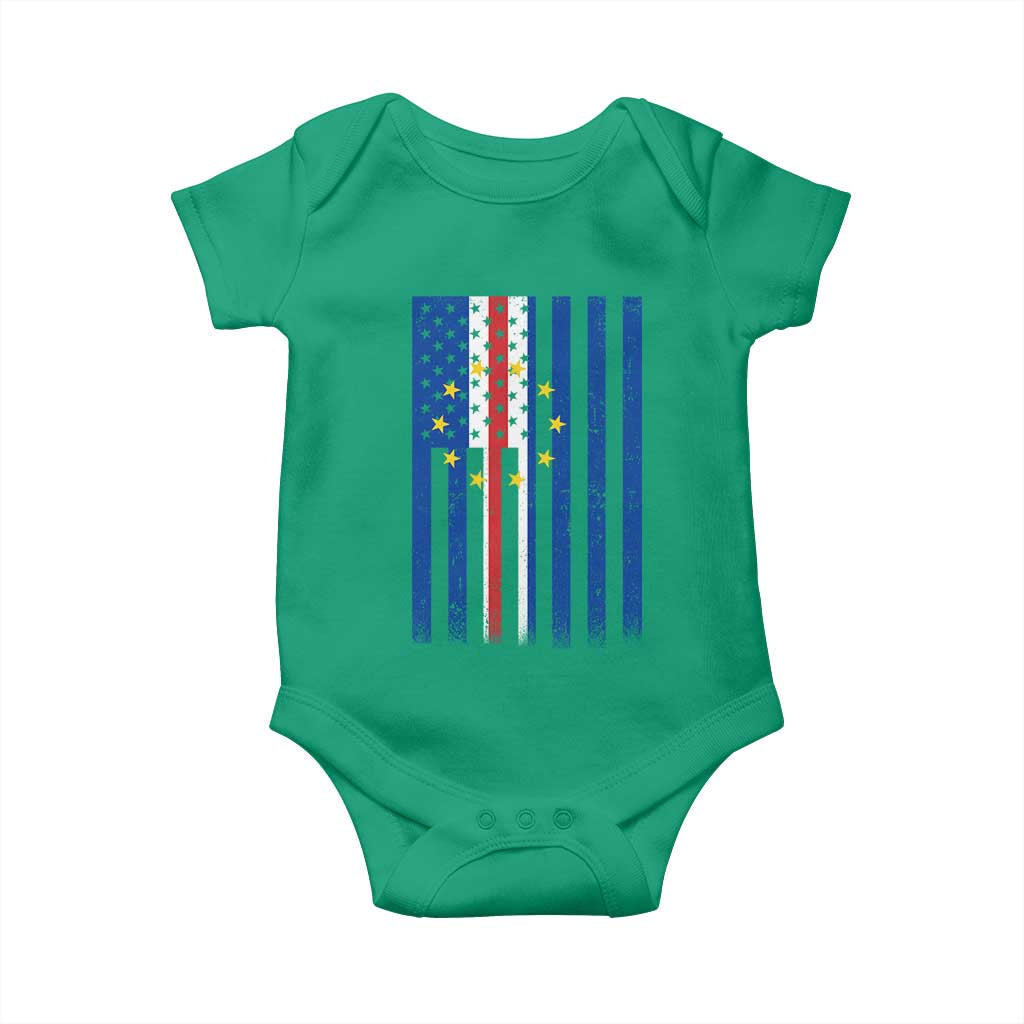 Half Cape Verdean Half American Baby Onesie Cabo Verdean Roots Vintage Cape Verde Flag