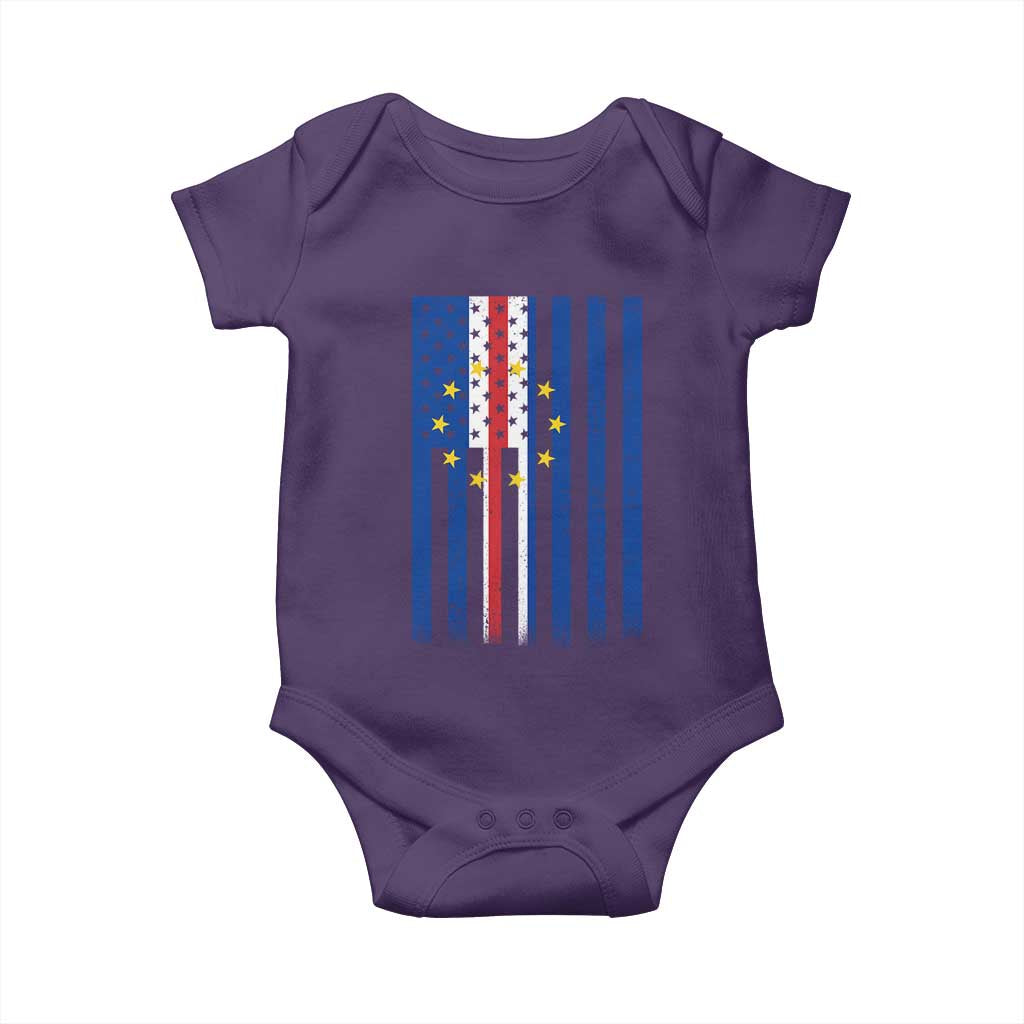 Half Cape Verdean Half American Baby Onesie Cabo Verdean Roots Vintage Cape Verde Flag