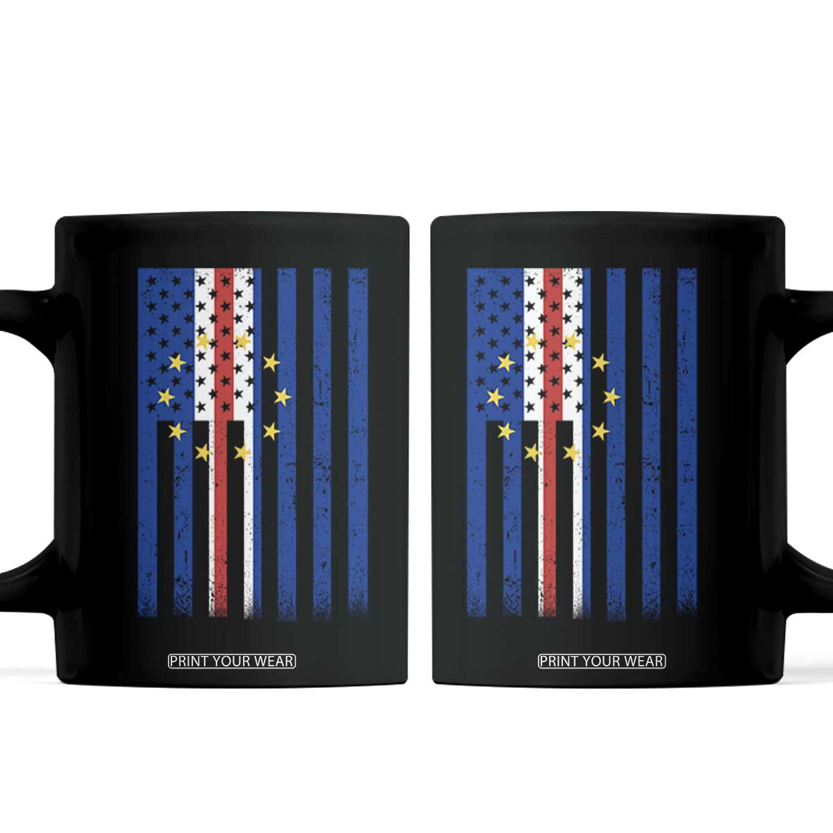 Half Cape Verdean Half American Coffee Mug Cabo Verdean Roots Vintage Cape Verde Flag