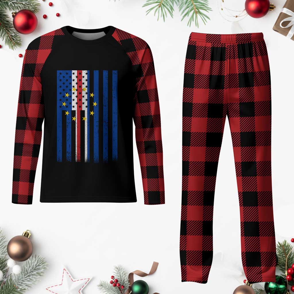 Half Cape Verdean Half American Plaid Pajama Set Cabo Verdean Roots Vintage Cape Verde Flag