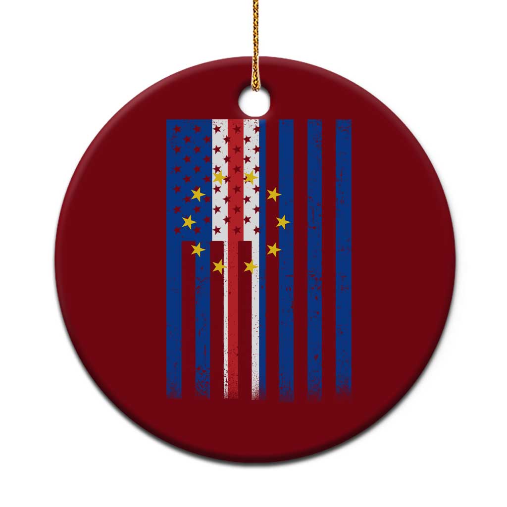 Half Cape Verdean Half American Ceramic Ornament Cabo Verdean Roots Vintage Cape Verde Flag TS11 1pc Red Print Your Wear