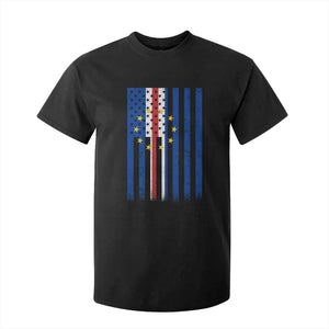 Half Cape Verdean Half American T Shirt For Kid Cabo Verdean Roots Vintage Cape Verde Flag