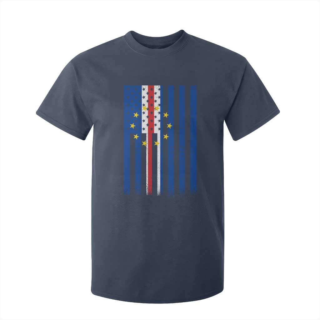 Half Cape Verdean Half American T Shirt For Kid Cabo Verdean Roots Vintage Cape Verde Flag