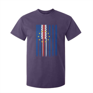 Half Cape Verdean Half American T Shirt For Kid Cabo Verdean Roots Vintage Cape Verde Flag