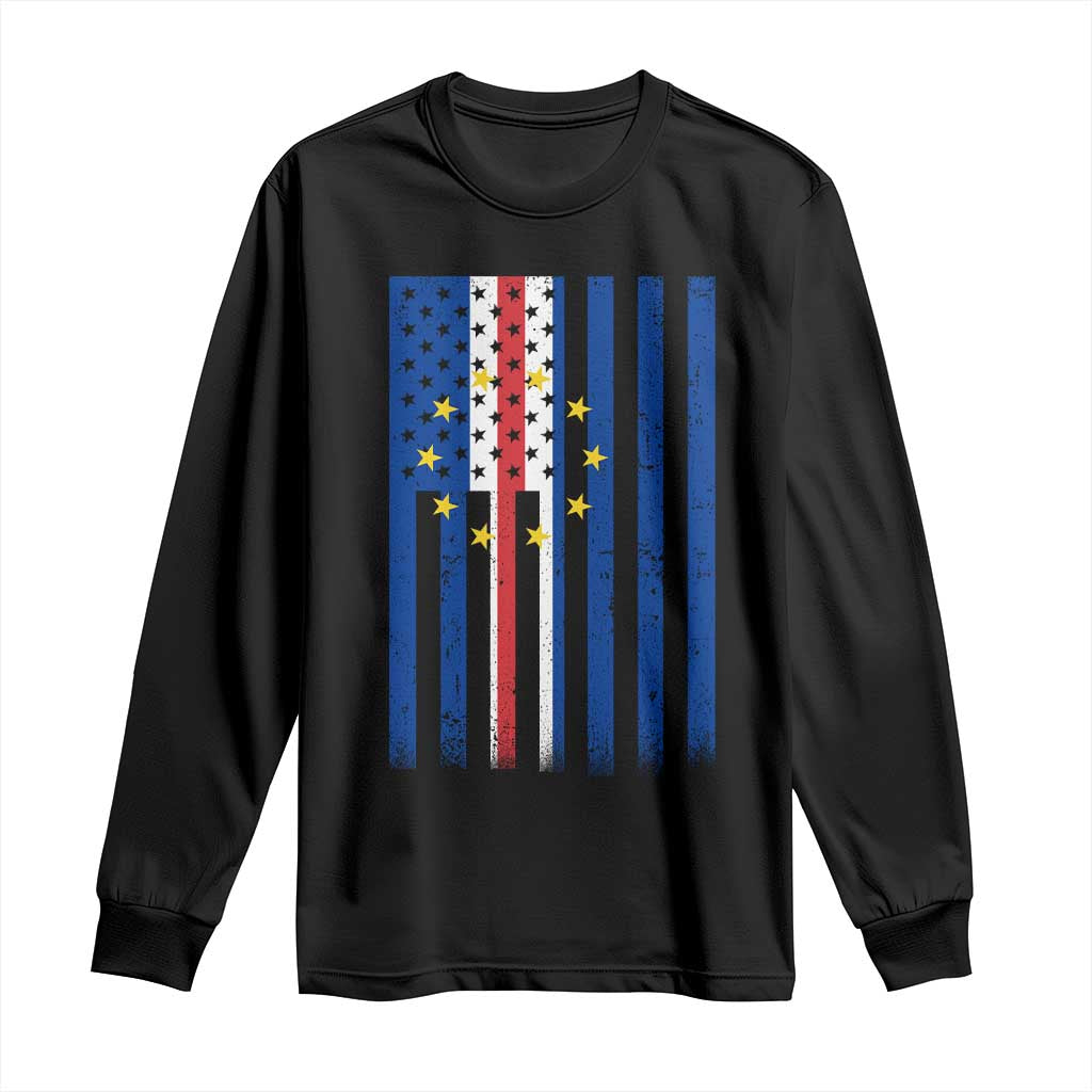Half Cape Verdean Half American Long Sleeve Shirt Cabo Verdean Roots Vintage Cape Verde Flag