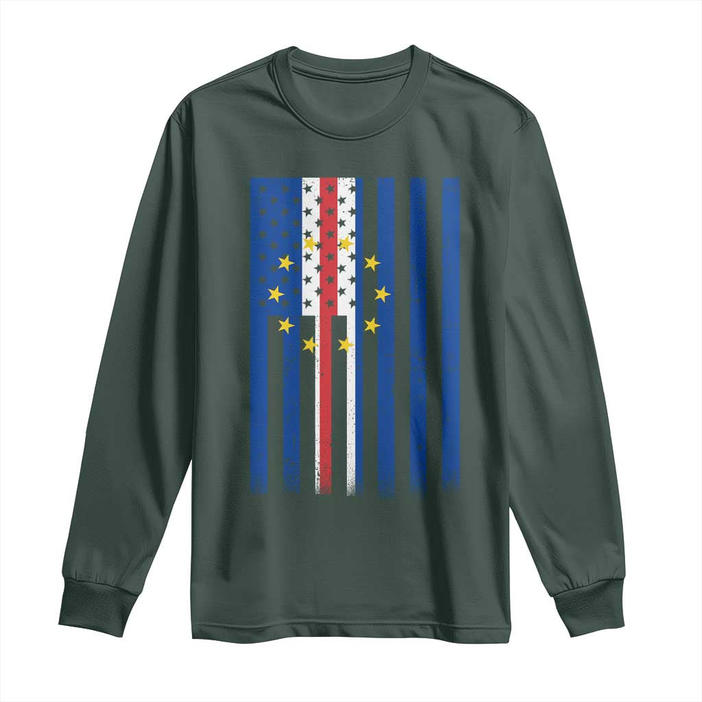 Half Cape Verdean Half American Long Sleeve Shirt Cabo Verdean Roots Vintage Cape Verde Flag