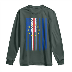 Half Cape Verdean Half American Long Sleeve Shirt Cabo Verdean Roots Vintage Cape Verde Flag