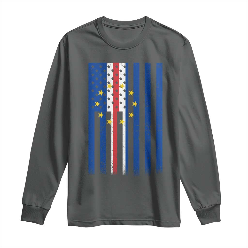 Half Cape Verdean Half American Long Sleeve Shirt Cabo Verdean Roots Vintage Cape Verde Flag