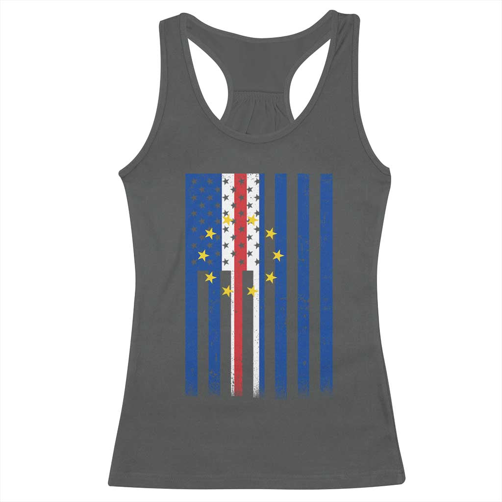 Half Cape Verdean Half American Racerback Tank Top Cabo Verdean Roots Vintage Cape Verde Flag