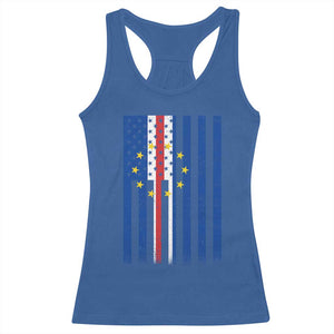 Half Cape Verdean Half American Racerback Tank Top Cabo Verdean Roots Vintage Cape Verde Flag