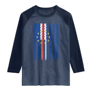 Half Cape Verdean Half American Raglan Shirt Cabo Verdean Roots Vintage Cape Verde Flag